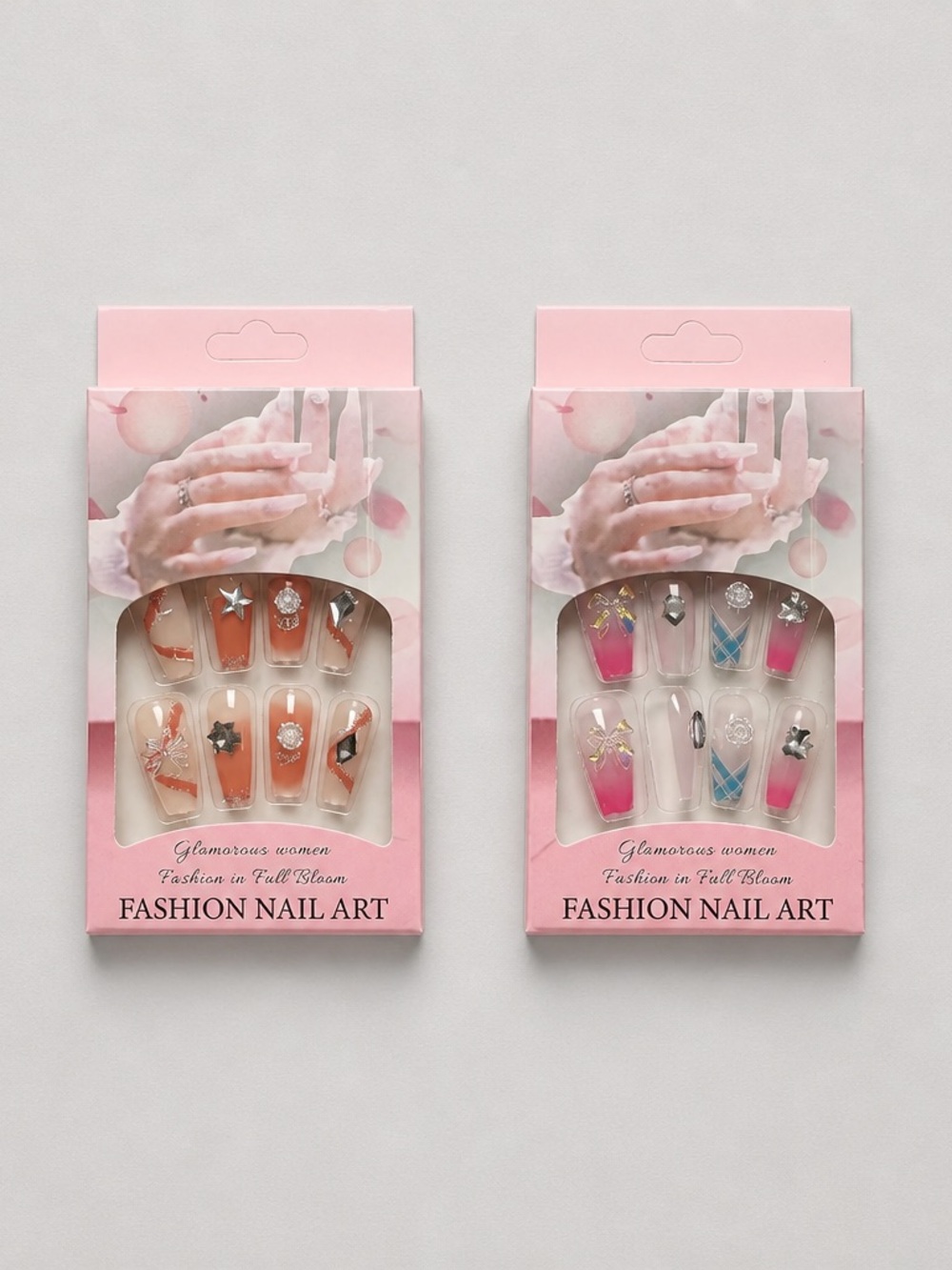 NIB TWO Boxes Press On Nails with Nail Art